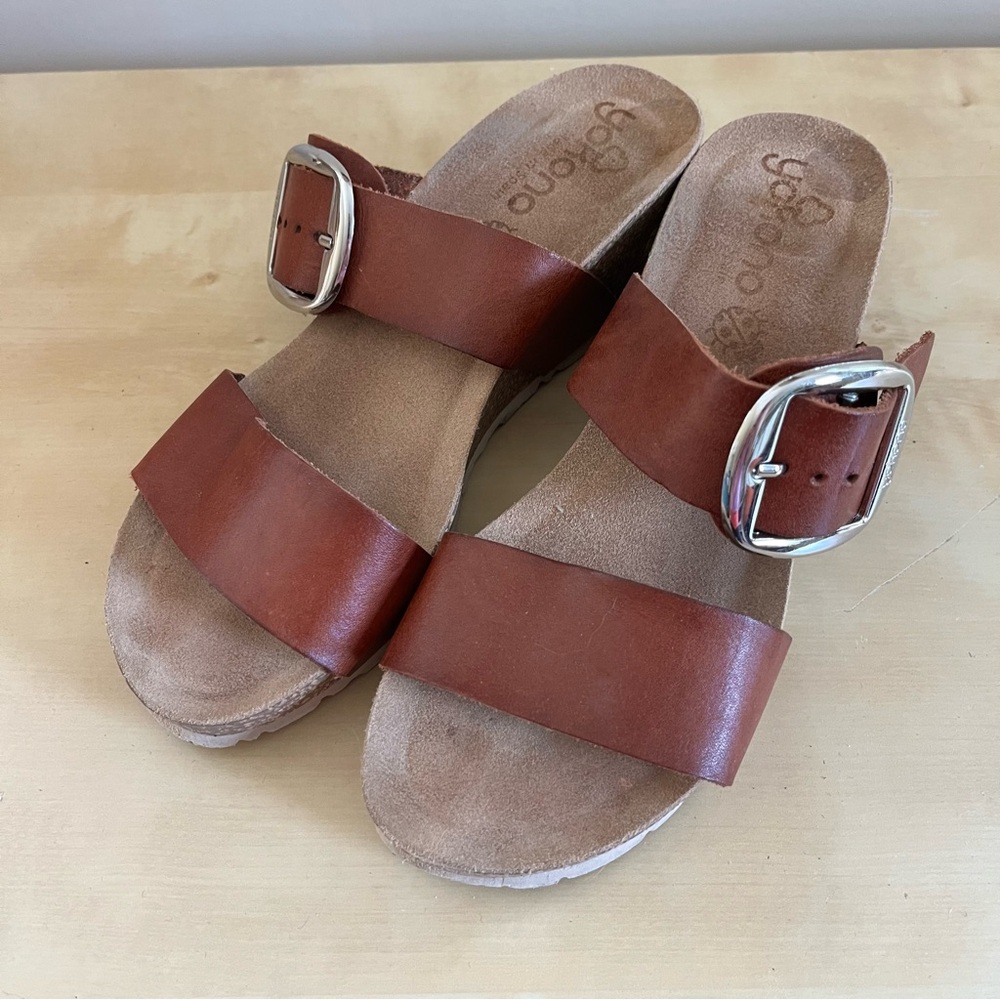 Yokono Leather Wedges with Buckle